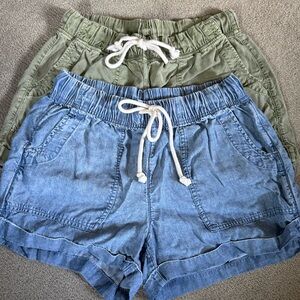Aerie Denim and Olive Women's Cargo Bag Shorts BUNDLE